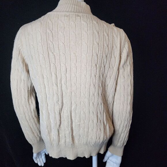 St. John's Bay Tan Cable Knit Zippered Sweater (L) - Picture 4 of 5